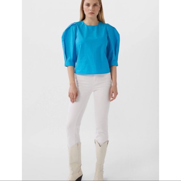 NWT - Stradivarius Puff Shoulder 3/4 Sleeve Blue - Picture 3 of 7